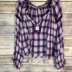 Free People long sleeve plaid blouse